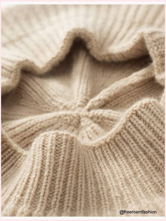 Warm Cashmere Merino Wool Knit Beanie Beret Unisex Oversized Winter Hat Cashmere Merino Wool Knitted Beanie Winter Hat Oversized  main image 2